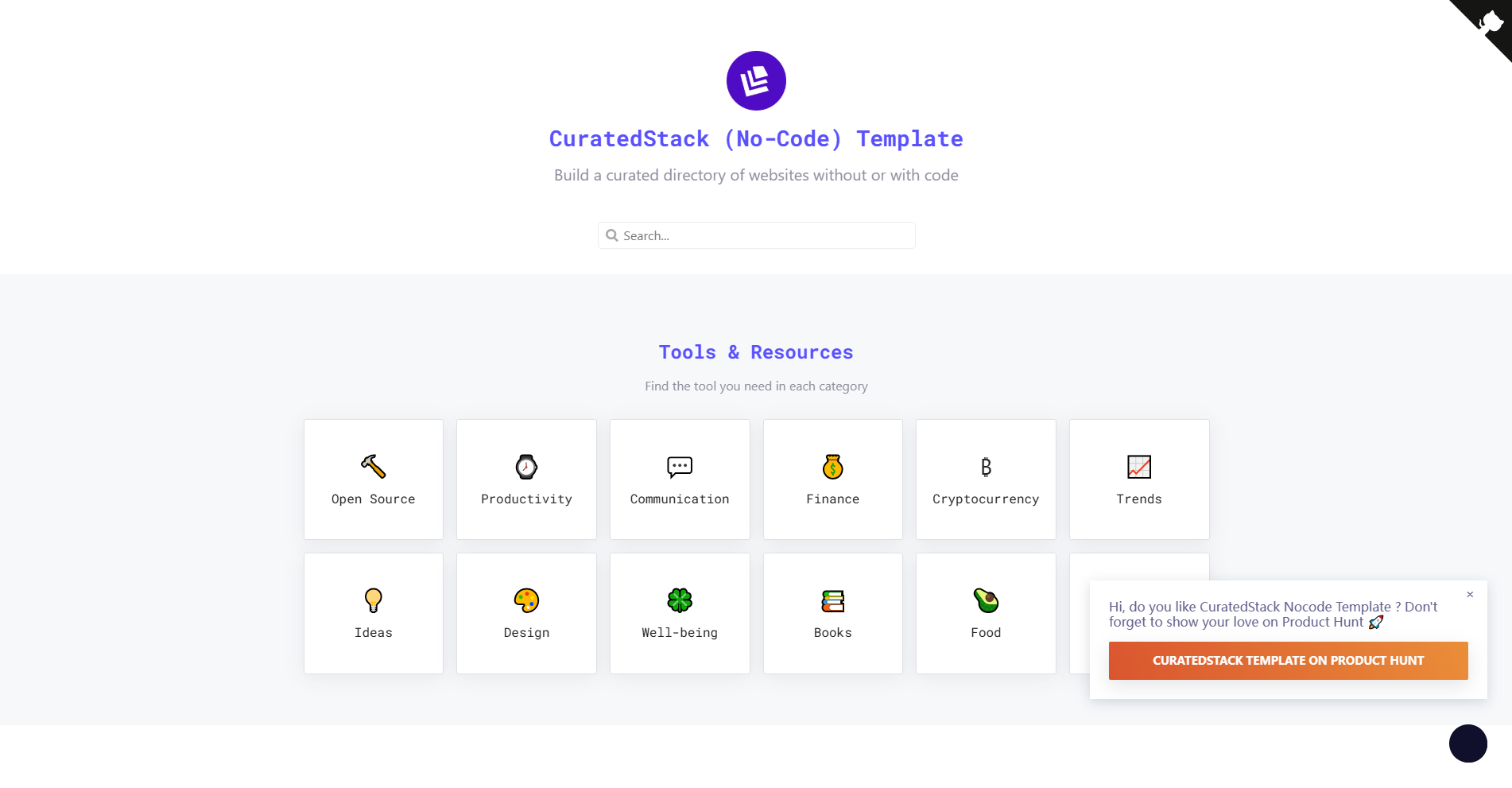 CuratedStack Nocode Template