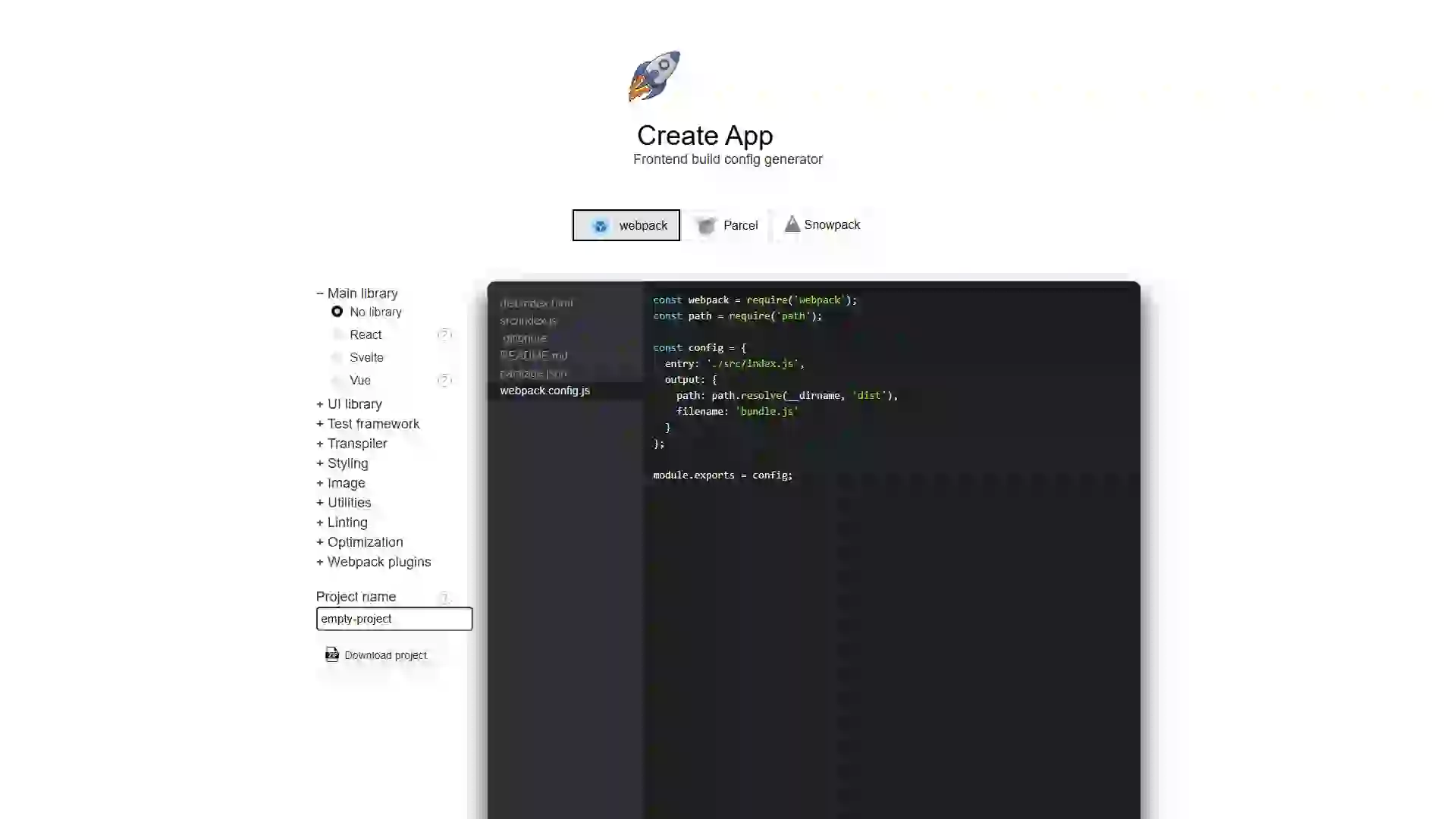 Webpack Configuration Tool